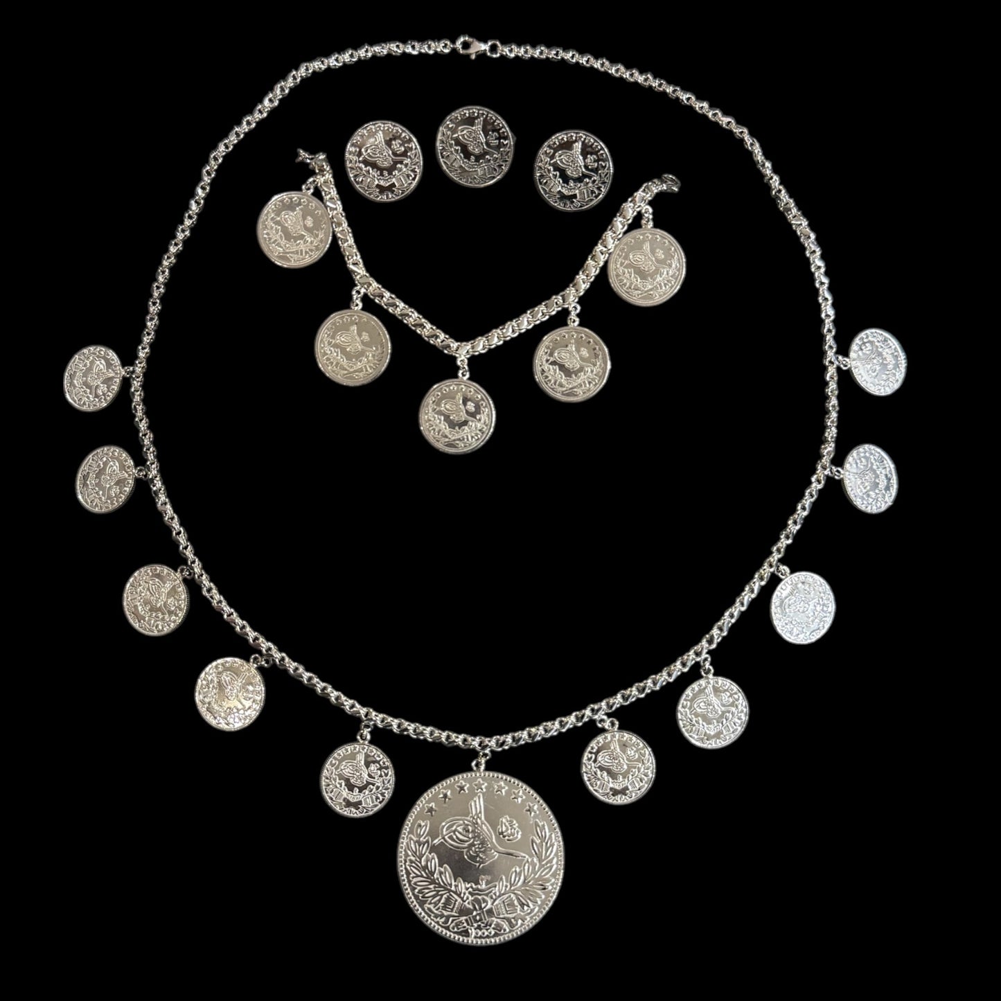 طقم ليرات مع معشر فضة 925