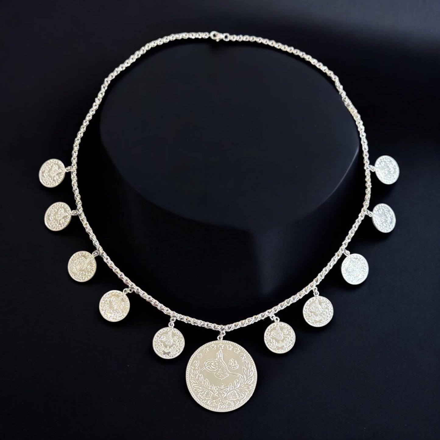 قلادة معشر ليرات أصلية فضة نسائي عيار 925